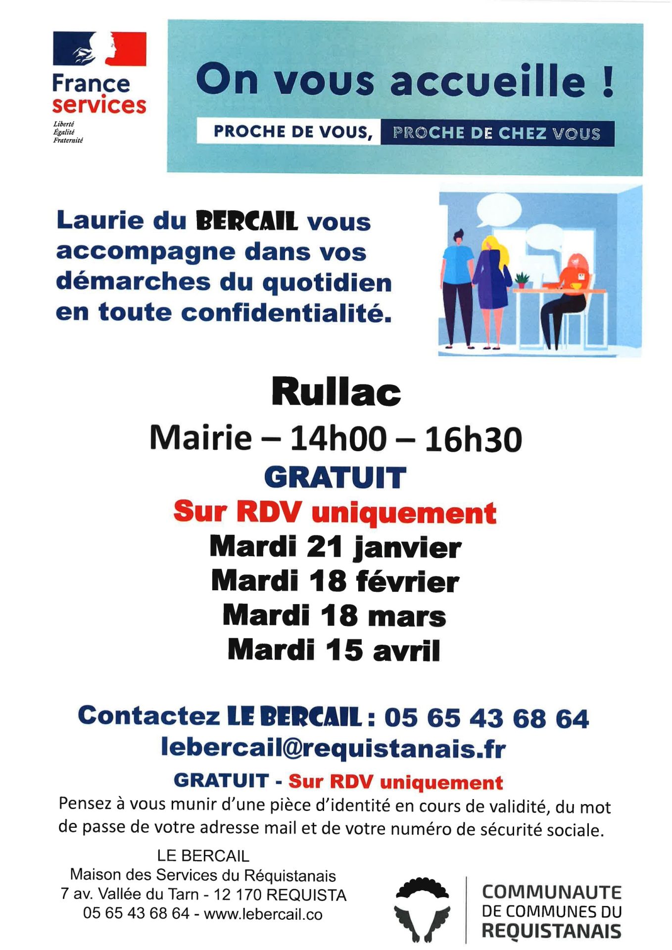 Lire la suite à propos de l’article Permanences Le Bercail France Service